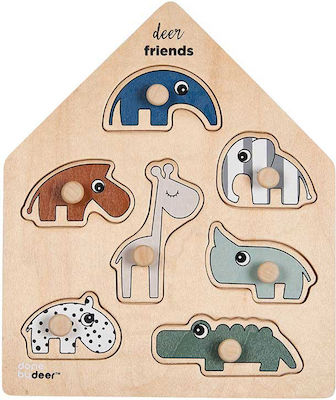 Ξύλινο Παιδικό Puzzle Σφηνώματα Peg Deer Friends 7pcs για 1+ Ετών Done by Deer