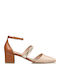 Envie Shoes Pointed Toe Beige Medium Heels with Strap