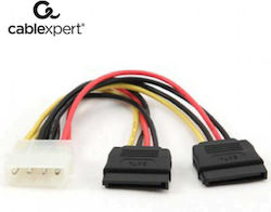 Cablexpert 4-Pin Molex male - 15-Pin Sata male Cable 0.3m Μαύρο (CC-SATA-PSY-0.3M)