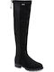Suede Over the Knee Women's Boots with Laces Amy Hight Black