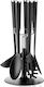 Guzzini Plastic Cooking Utensil Set with Base Black Set of Spoons with Base 5pcs