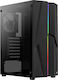 Aerocool Mecha v1 Gaming Midi Tower Computer Case with Window Panel and RGB Lighting Black