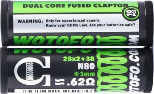Wotofo Fir Pentru Materiale Pentru Țigarete Electronice D.I.Y Dual Core Fused Clapton Coils 28ga*2+38ga 0.62ohm 10 Bucăți