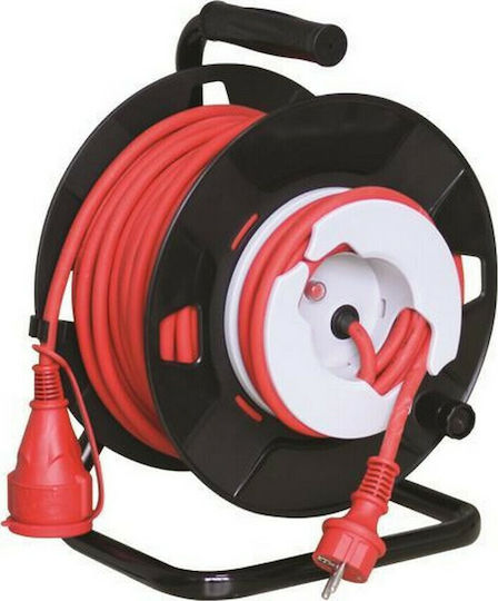 Eurolamp Waterproof Extension Reel Cord 3 x 1.5mm²/30m Red