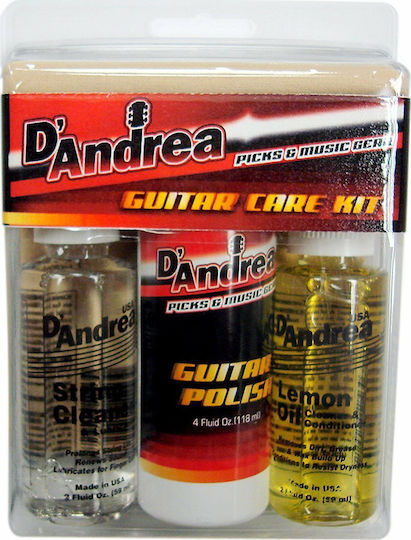 D'Andrea Deluxe Guitar Care Kit Cleaning Accessory in Yellow Color