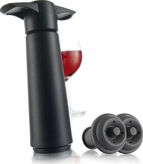 Vacu Vin Plastic Wine Saver with 2 Caps Black