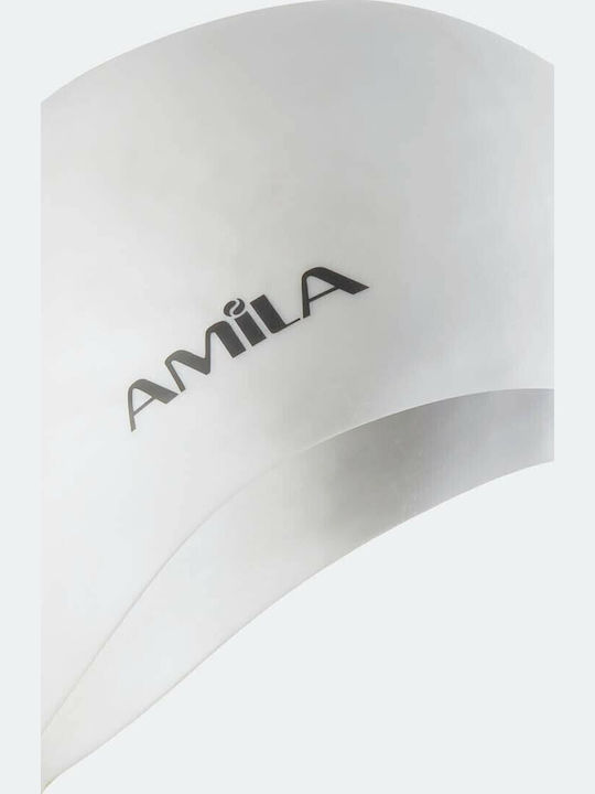 AMILA Silicone Adults Swimming Cap White
