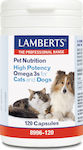Lamberts Pet Nutrition High Potency Omega 3s for Cats & Dogs Συμπλήρωμα Διατροφής Σκύλου & Γάτας 120caps 120 tabs