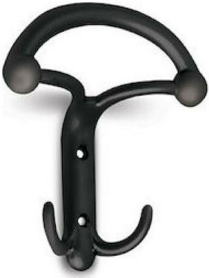 Conset Wall Hanger C548 Metal 2 Hooks Black 10.8x1.2x1.18cm