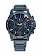 Tommy Hilfiger Mason Ανδρικό Ρολόι 45mm Μπαταρίας με Μπλε Μεταλλικό Μπρασελέ