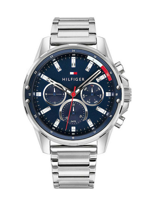 Tommy Hilfiger Mason Ανδρικό Ρολόι 45mm Μπαταρίας με Ασημί Μεταλλικό Μπρασελέ