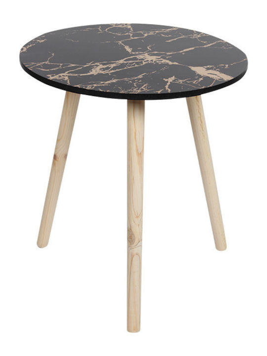 Round Wooden Side Table Black L34.5xW34.5xH39.5cm