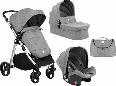 Kikka Boo Ugo 3 in 1 Verstellbar 3 in 1 Baby Kinderwagen Geeignet für Neugeborene Dark Grey Melange 31001010143