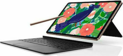 Samsung Flip Cover Piele artificială cu Tastatură Greacă Negru (Galaxy Tab S7) EF-DT870UBEGEU