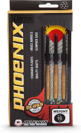 Win Max Phoenix 3 Pfeile für Zielscheibe Set mit 3 Pfeilen mit Kunststoffspitze 16gr