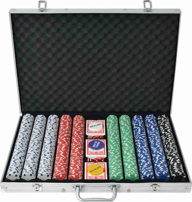 vidaXL Set von 1000 nummerierten Pokerchips 11.5gr in Koffer mit 3 Kartenspielen