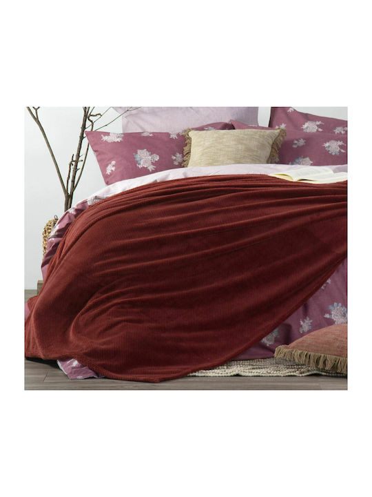 Nef-Nef Homeware Record Κουβέρτα Fleece Υπέρδιπλη 240x220εκ. Bordo