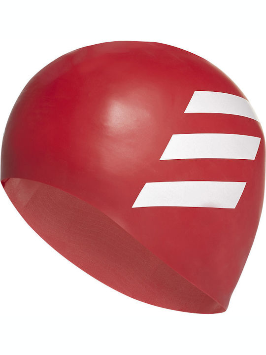 adidas 3-Stripes Silicone Adults Swimming Cap Red