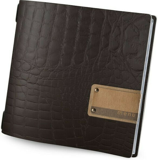 DAG Style Menu Holder Leather in Brown Color Quadrato Glossy