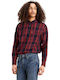 Sunset 1 Men's Checked Shirt with Long Sleeves Regular Fit Burgundy 85746-0031