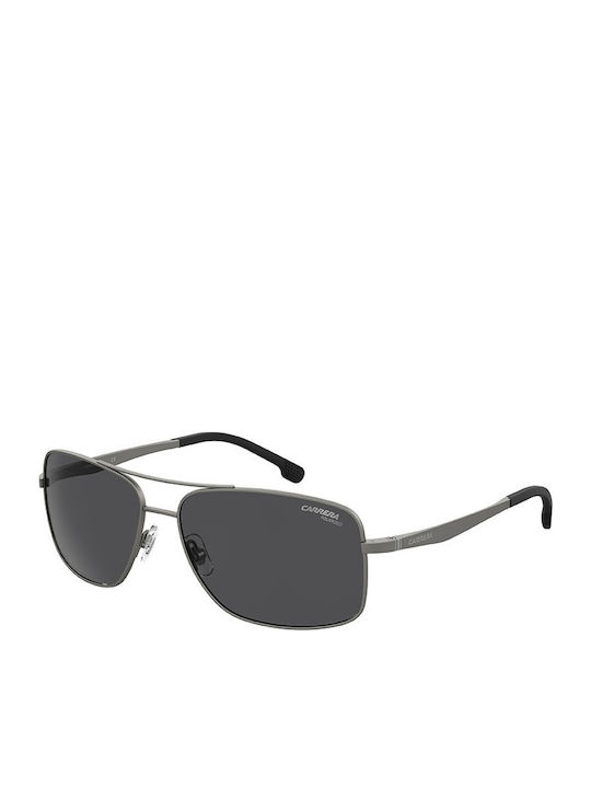 Carrera Men's Sunglasses with Gray Metal Frame and Black Polarized Lens 8040/S R80M9