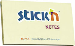 Stick'N 21009 Post-it Notes Pad 100 Sheets Yellow 7.6x12.7cm