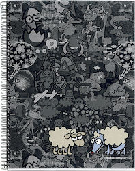 Kukuxumusu Spiral Notebook Ruled A5 Wolfmix Gray 1pcs