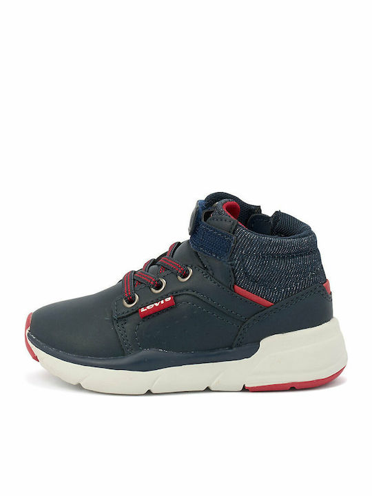 Aspen Leather Kids Boots with Laces Navy Blue