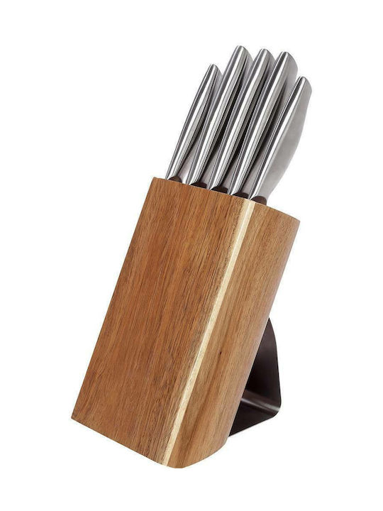Cryspo Trio Acacia Knife Set with Block from Stainless Steel 5pcs