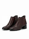 Marco Tozzi Leather Women's Ankle Boots with Medium Heel Burgundy