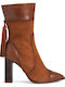 Tamaris Suede Women's Ankle Boots with High Heel Tabac Brown