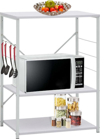 vidaXL Metallische Küchenorganisationsständer für Mikrowelle Weiß 60x39,6x79,5cm