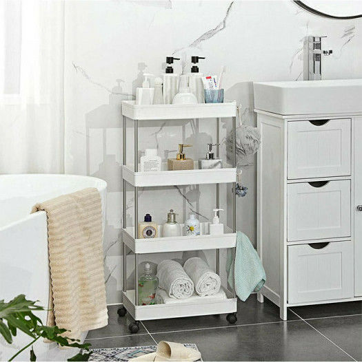 Songmics Troleu De Bucătărie Metalic Cu 4 Locuri Alb 40x22x86cm