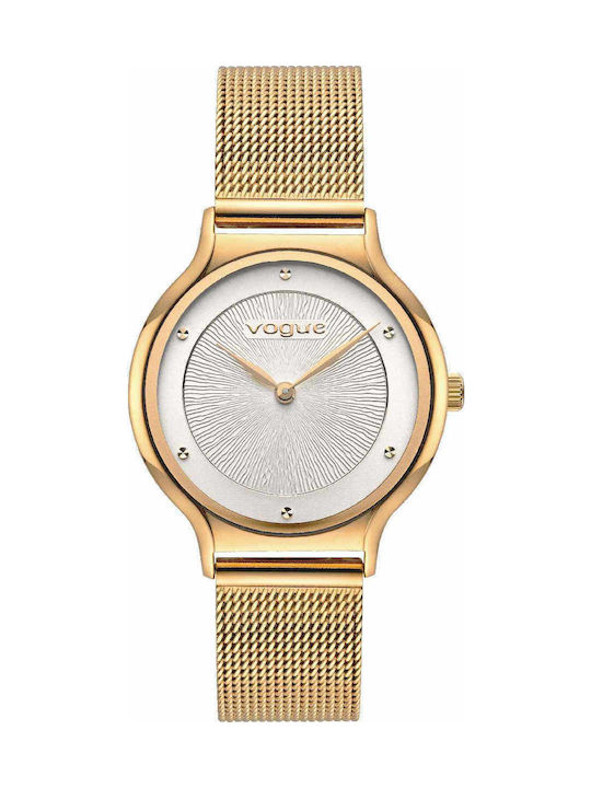 Vogue Crystal Uhr mit Gold Metallarmband