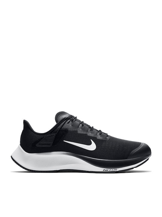 Nike Air Zoom Pegasus 37 Flyease 4E Wide Ανδρικά Αθλητικά Παπούτσια Running Black / White / Smoke Grey