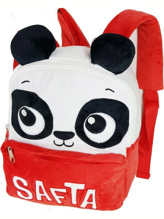 Safta Mochila Peluche Panda Σχολική Τσάντα Πλάτης Νηπιαγωγείου σε Κόκκινο χρώμα