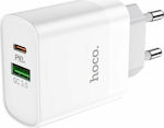 Hoco mit USB-A Anschluss 20W Schnellaufladung 3.0 / Stromlieferung Weiß (C80A)