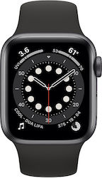 Apple Watch Series 6 Aluminium 40mm Αδιάβροχο με Παλμογράφο (Space Gray)