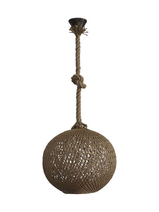 Heronia Silk-02 Rope Natural UT-BR Pendant Light Suspension with Rope for Socket E27 Brown