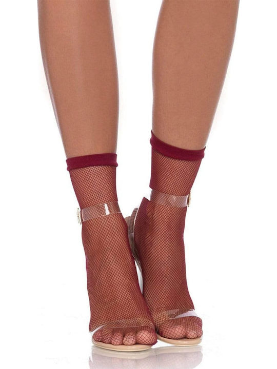 Leg Avenue 3039 Șosete Sexy Ciorapi Bordo Plasă Glezne