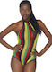 Leg Avenue 81585 Rasta Bodysuit with Snap Crotch Sexy Κορμάκι Πολύχρωμο