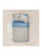 Borea Плик за Завивка Памучен Кинг Сайз 220x240 Solid Line Синьо-сиво