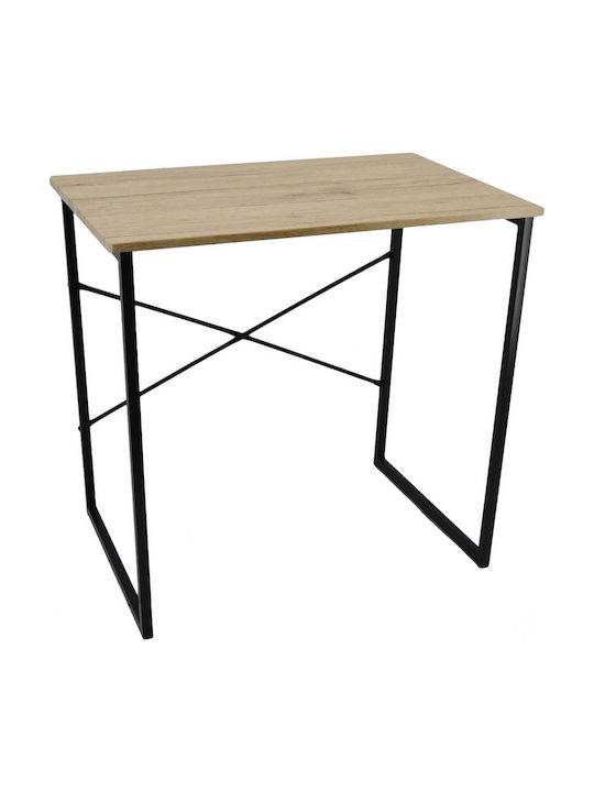 Schreibtisch mit Metallbeinen Black / Natural 80x50x75cm