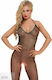 Softline Bodystocking Sexy Plasă Cu Chilot Deschis Negru