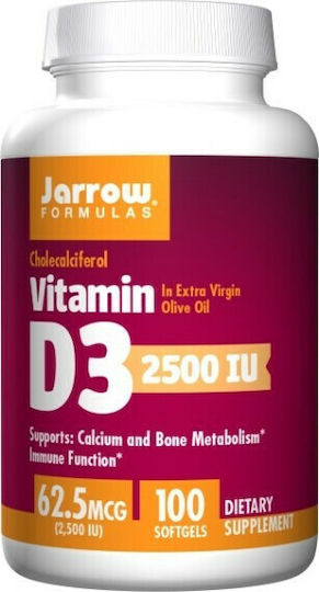 Jarrow Formulas Vitamin D3 Βιταμίνη για Ενίσχυση του Ανοσοποιητικού & την Υγεία των Οστών 2500iu 100 μαλακές κάψουλες