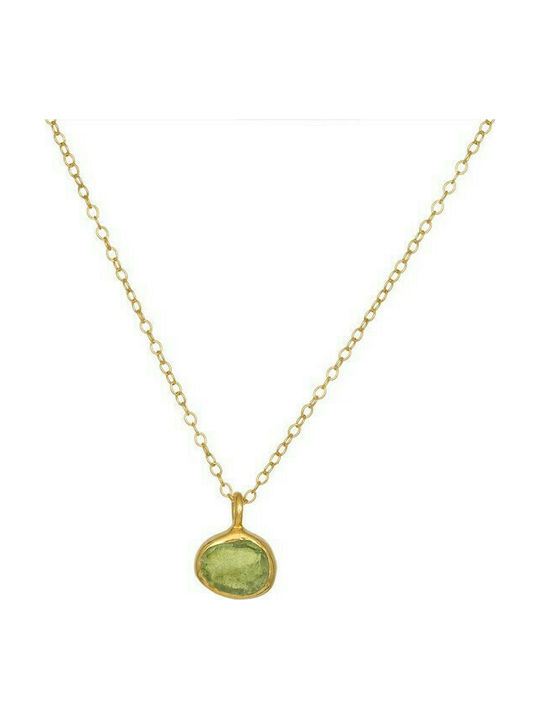 Gold plated necklace 925 with Peridot stone 037104 037104 Silver