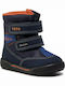 Primigi Nabuk Kids Leather Snow Boots with Hoop & Loop Closure Blue