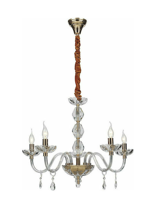 Fan Europe Riflesso Chandelier Candlestick 5xE14 Transparent I-RIFLESSO/5 ORO