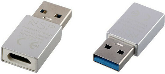 NSP Converter USB-A male to USB-C female Silver Silver 1pcs