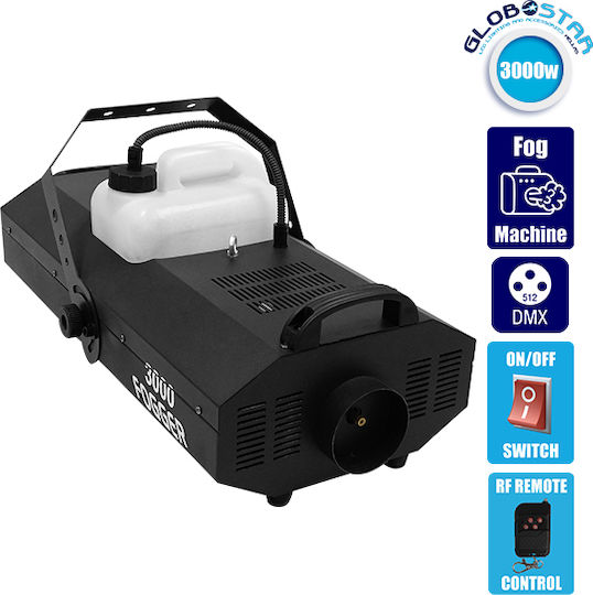 GloboStar DMX512 Μηχανή Καπνού 3000W με Ασύρματο Χειριστήριο και Δυνατότητα Σύνδεσης με Κονσόλα Φωτισμού